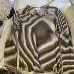 Brown and white striped long sleeve shirt